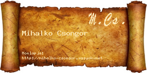 Mihalko Csongor névjegykártya